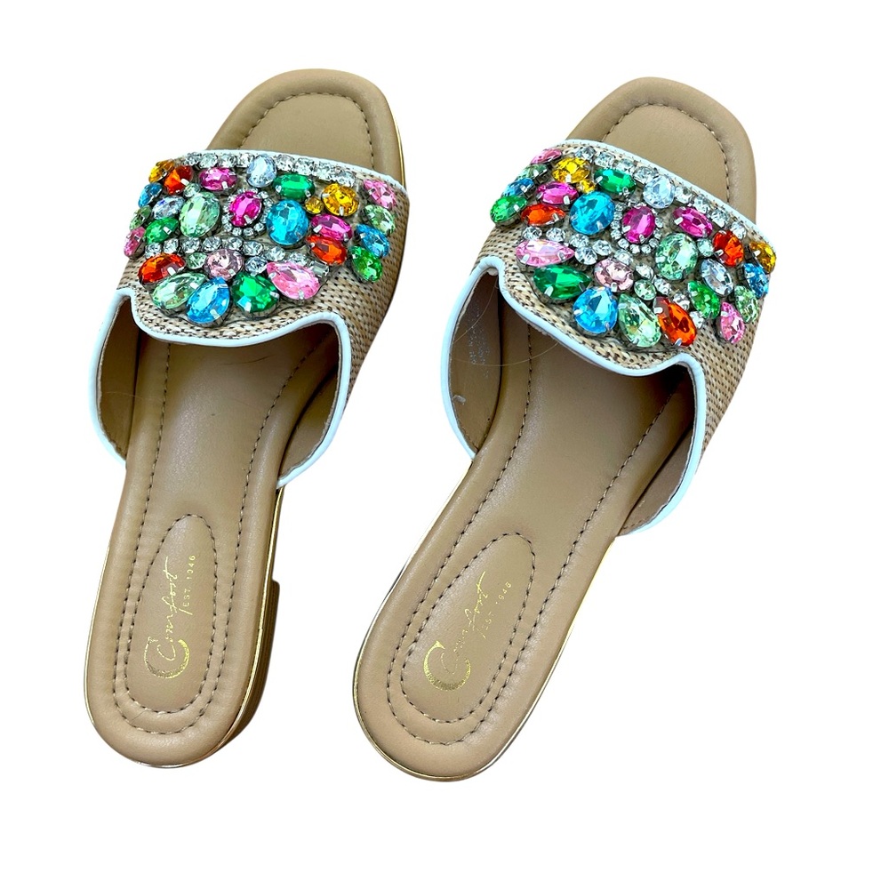 Comfort est1946 Rhinestone Sandals NWOT Mules Size 9W‎